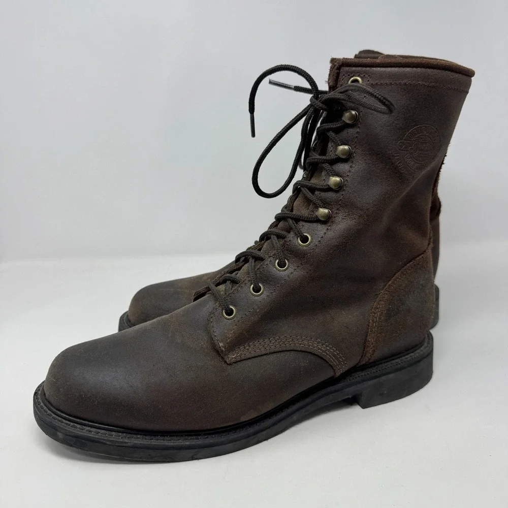 Justin Brown Leather Work‎ Boots Style 0472 Made In USA Men's Size 10.5 EE